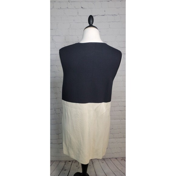 Talbots Petite Women Sleeveless Cardigan Vest Long Sz PM Black Cream Color Block - Picture 7 of 7